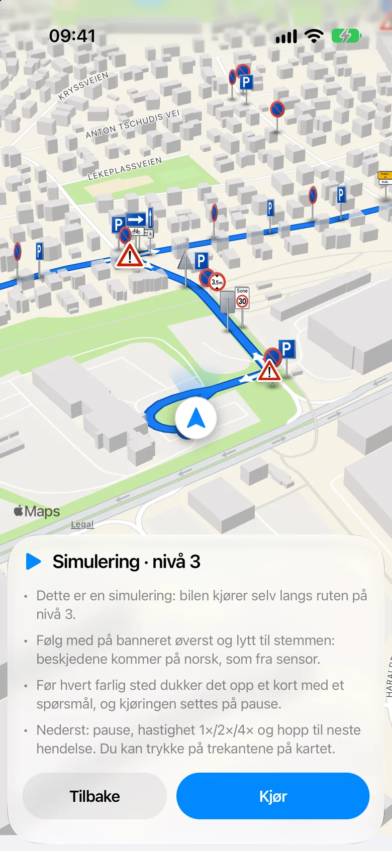 Et nivå på kartet: ruten, farlige steder og simulering